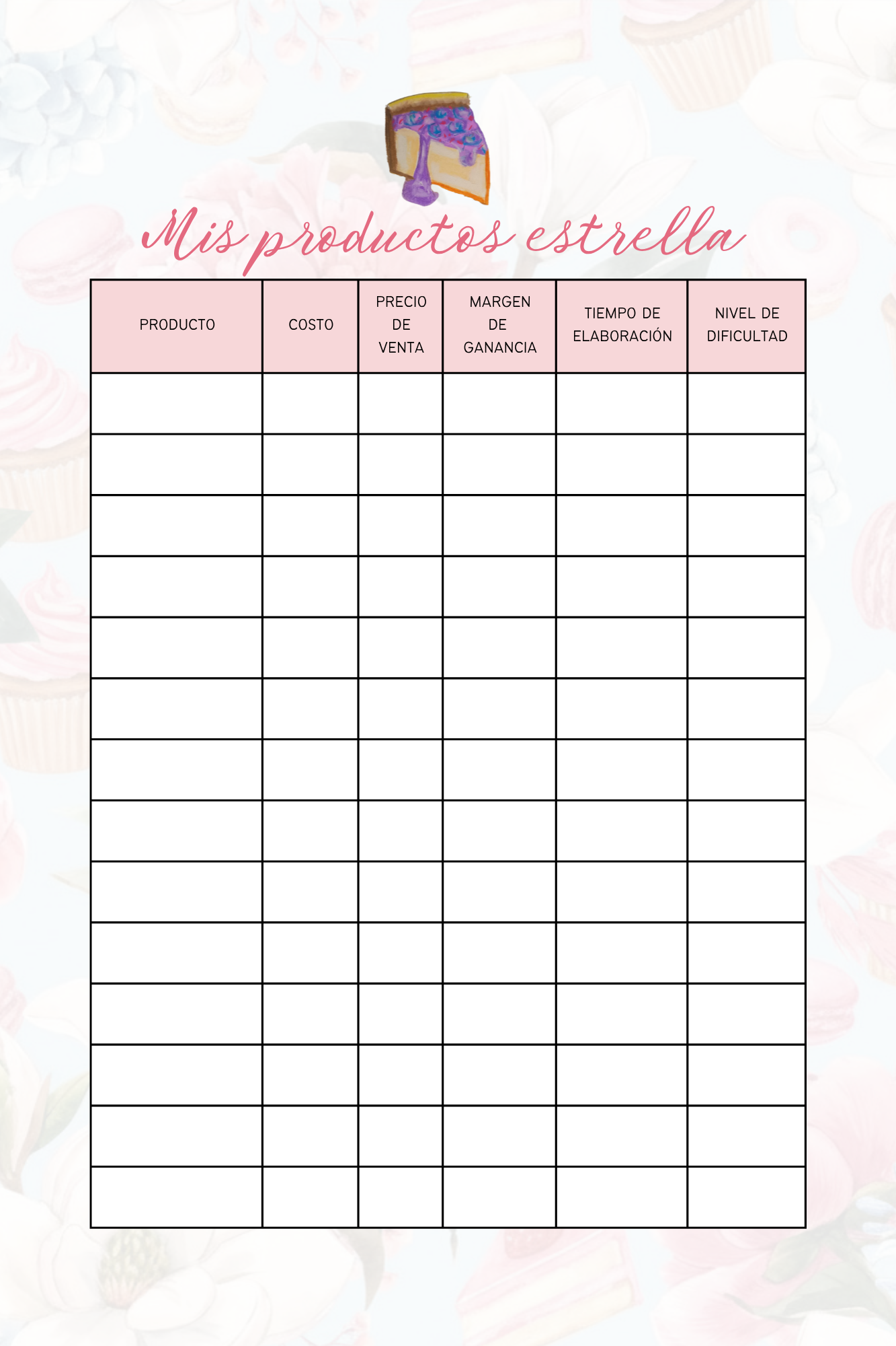 🍰 Planner Creativo para Emprendedoras Reposteras