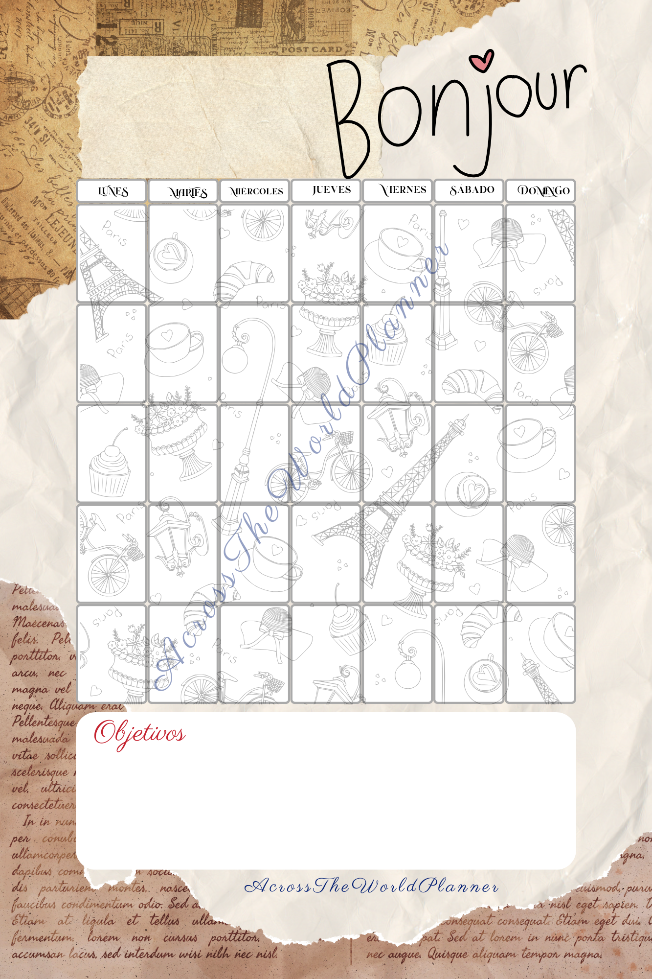 Planner personalizado Viajes o Países - Paris