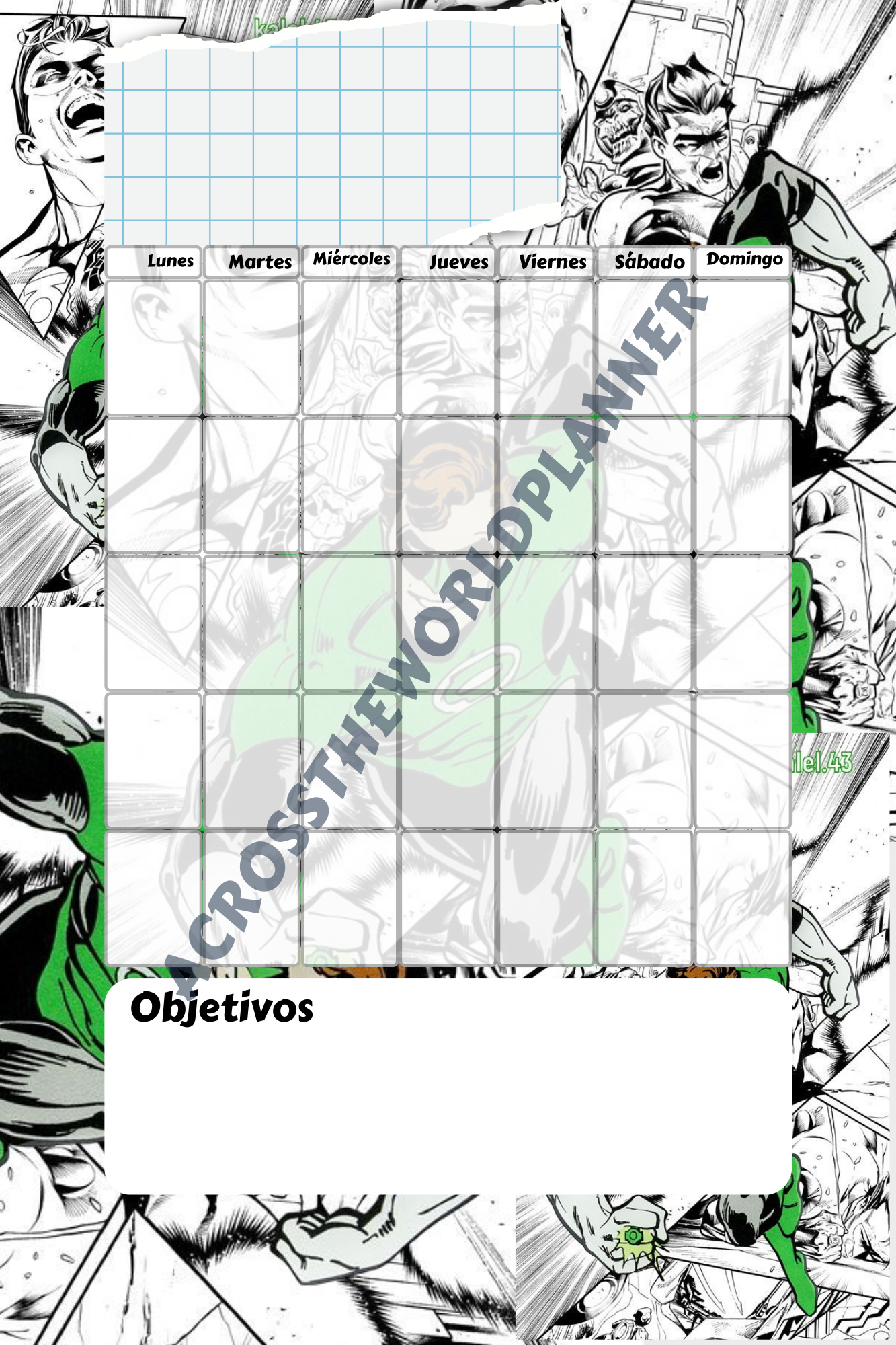 Planner personalizado Super Hérores: Linterna verde