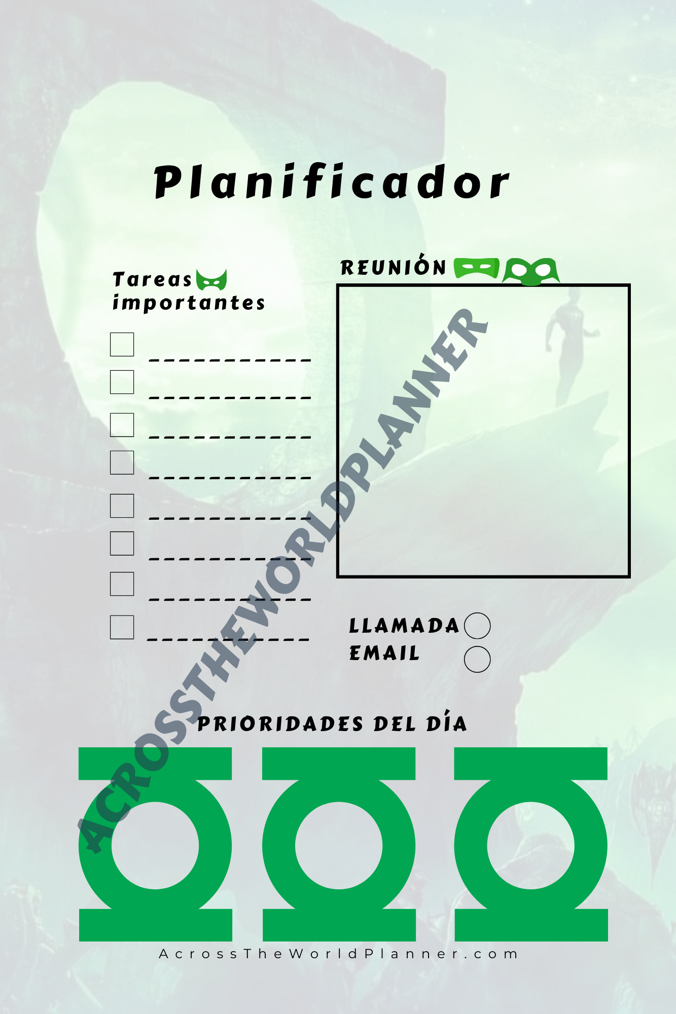 Planner personalizado Super Hérores: Linterna verde