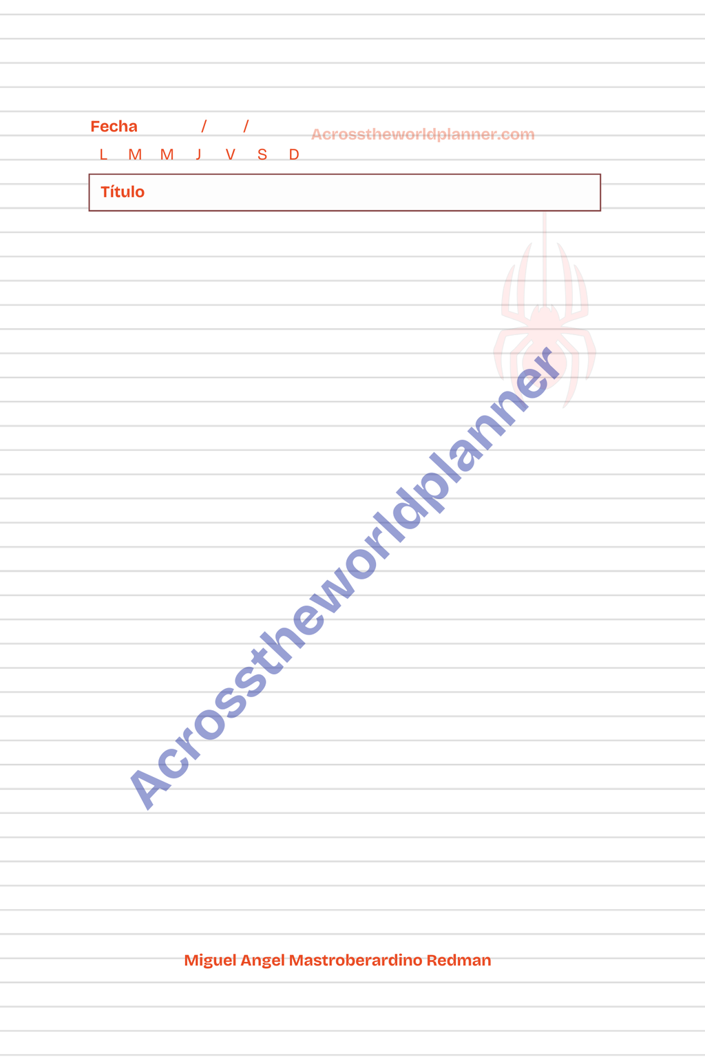 Cuaderno Personalizado: Spider Man
