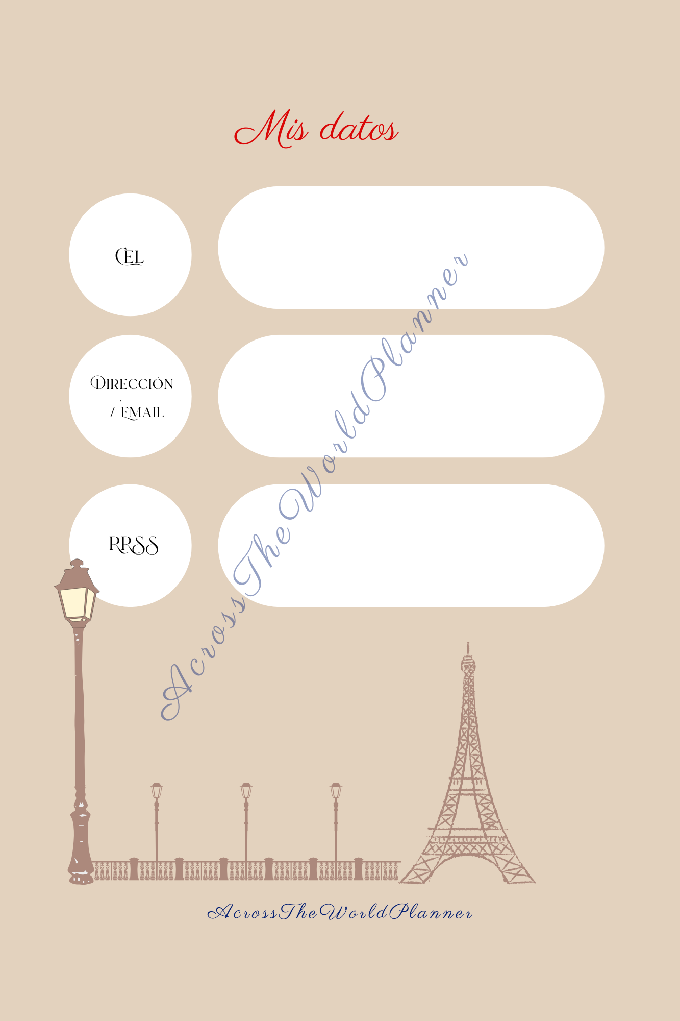 Planner personalizado Viajes o Países - Paris