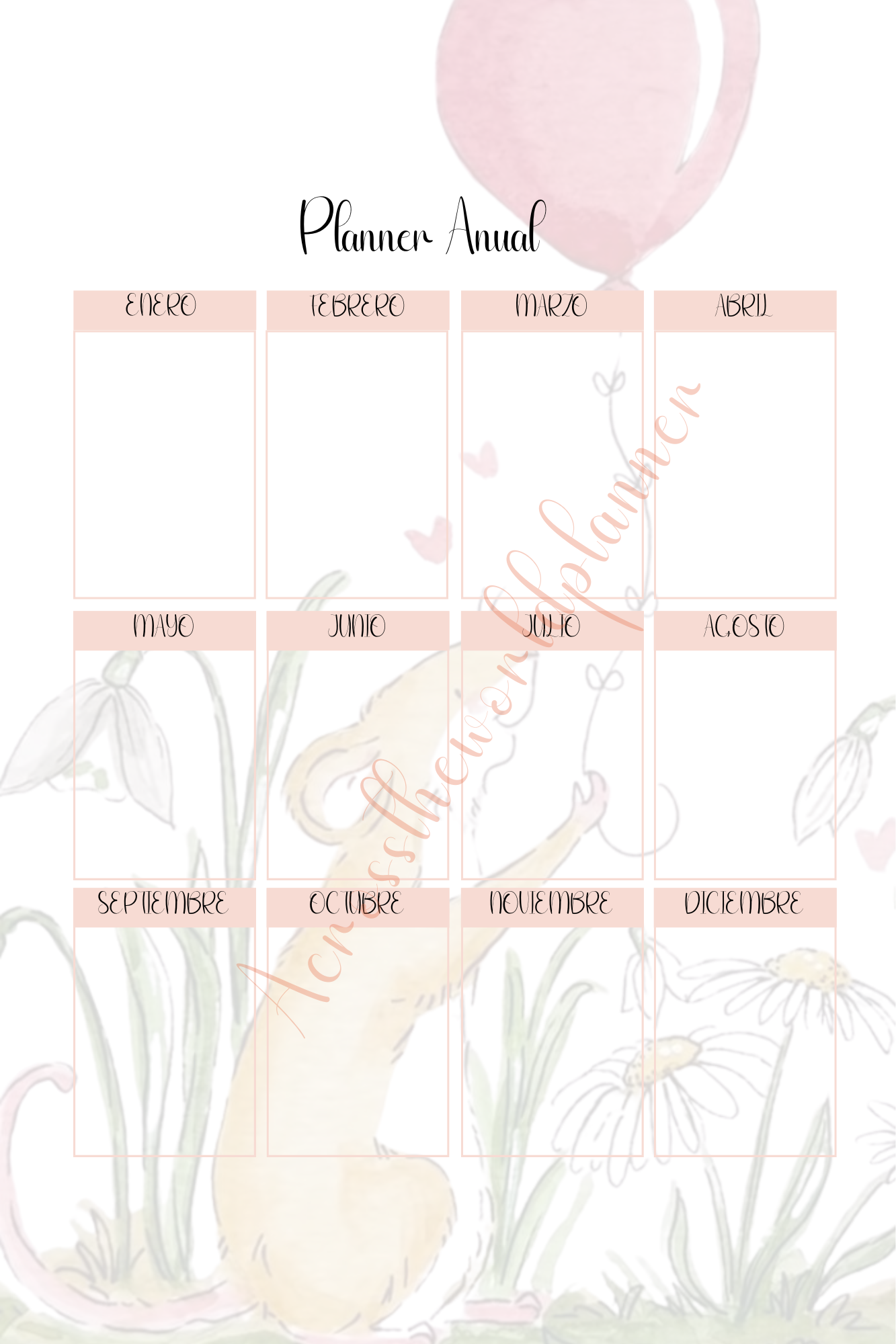 Planner de Animales (Ratones) - Agenda personalizada