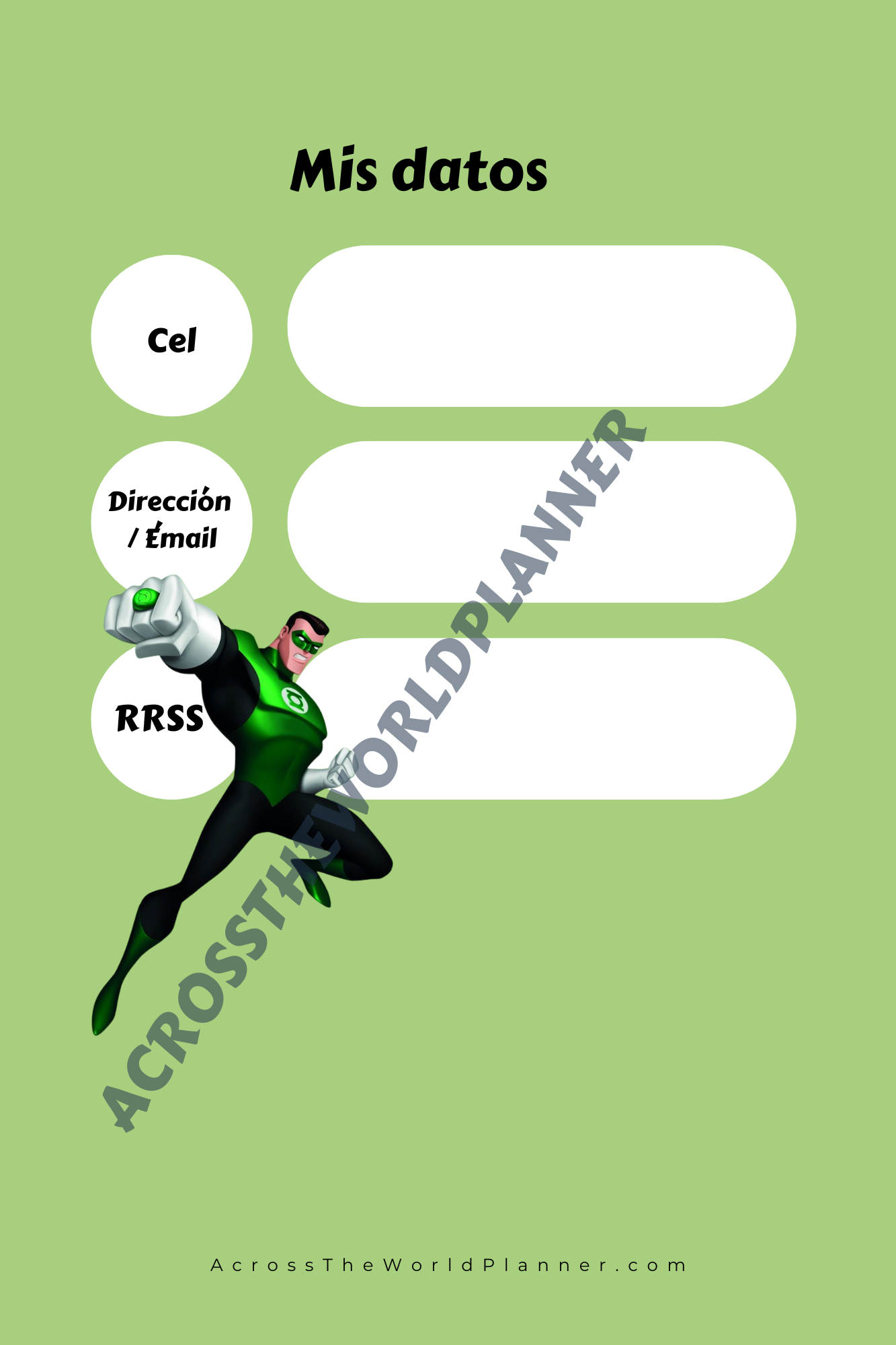 Planner personalizado Super Hérores: Linterna verde