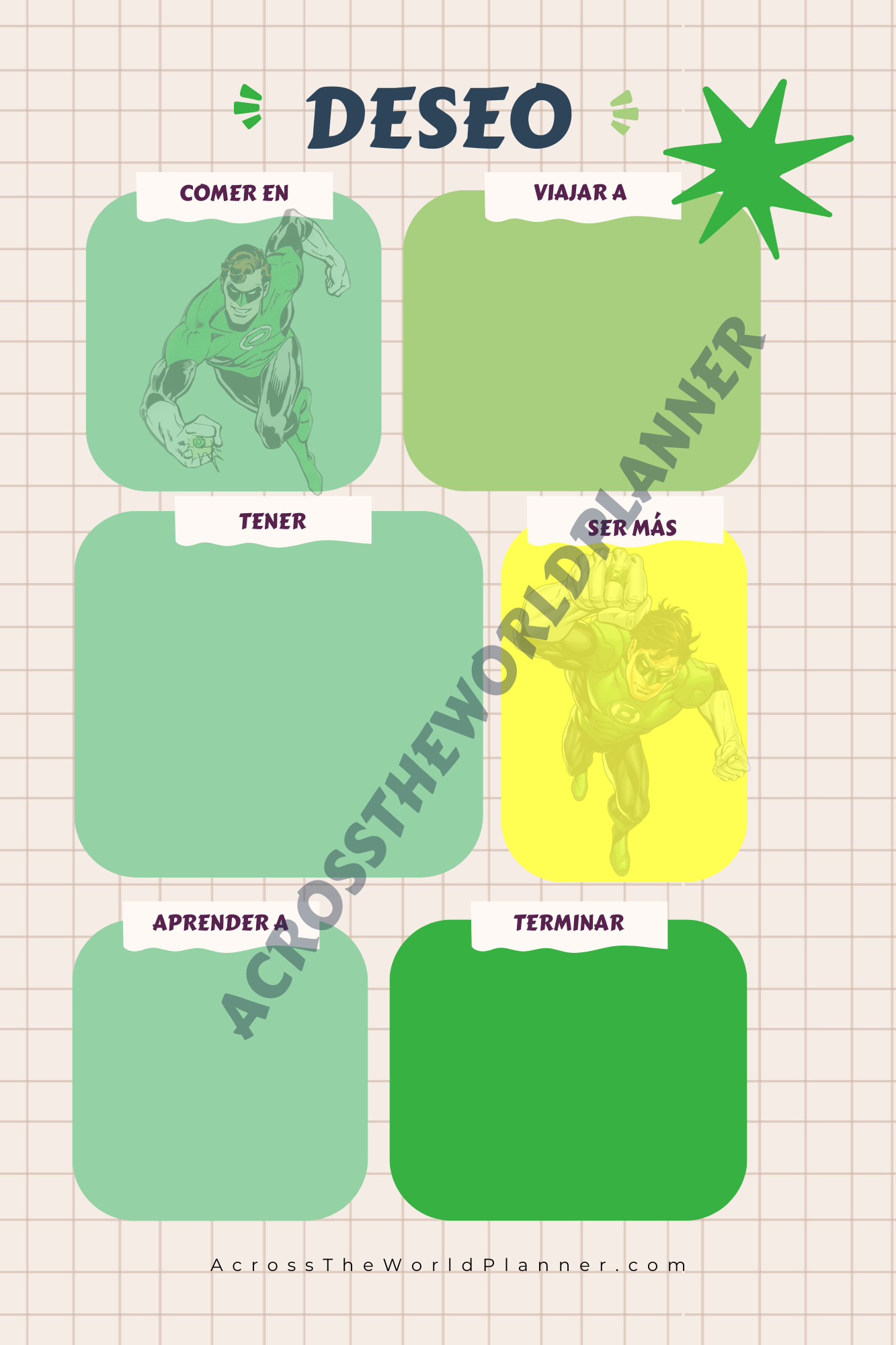 Planner personalizado Super Hérores: Linterna verde
