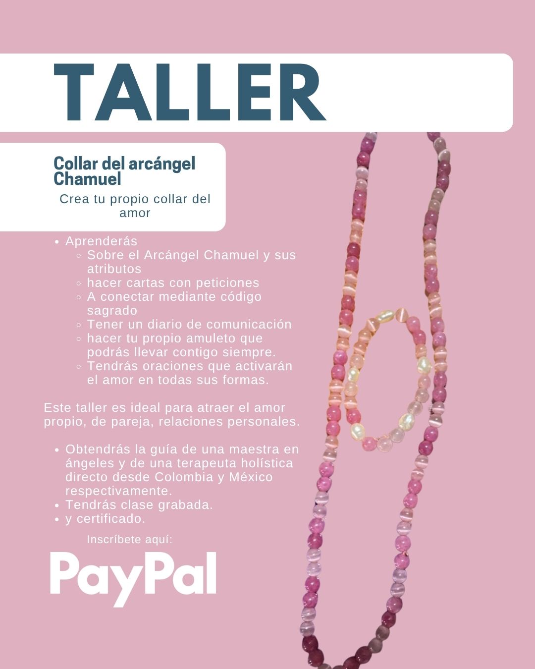 Taller de Creacion Collar Arcángel Chamuel + Mi diario del Amor Arcángel Chamuel