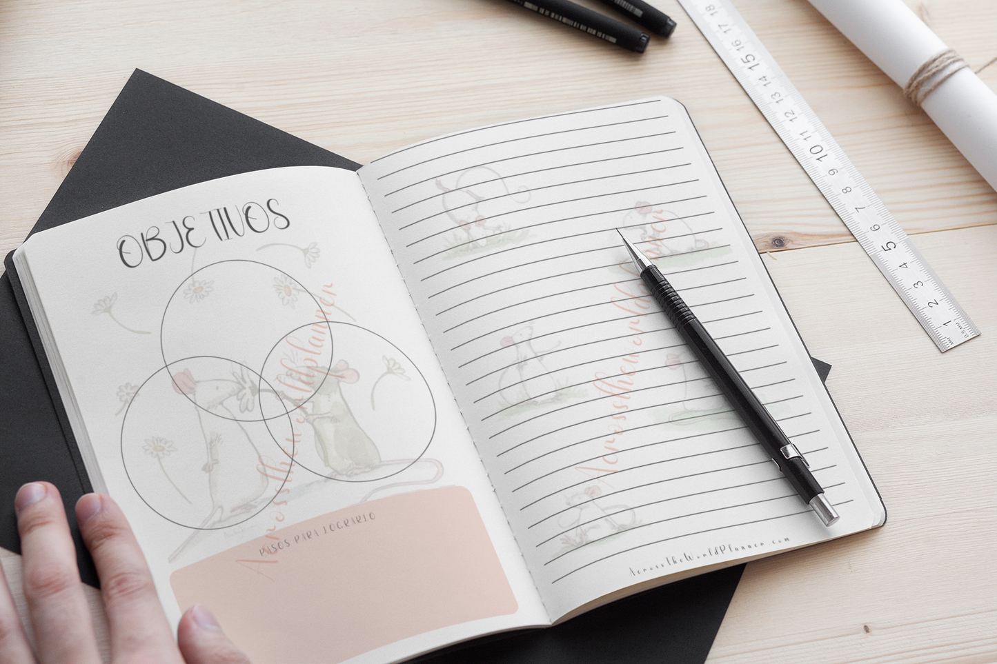 Planner de Animales (Ratones) - Agenda personalizada